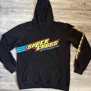 Black Pullover Hoodie with Yellow Graphic